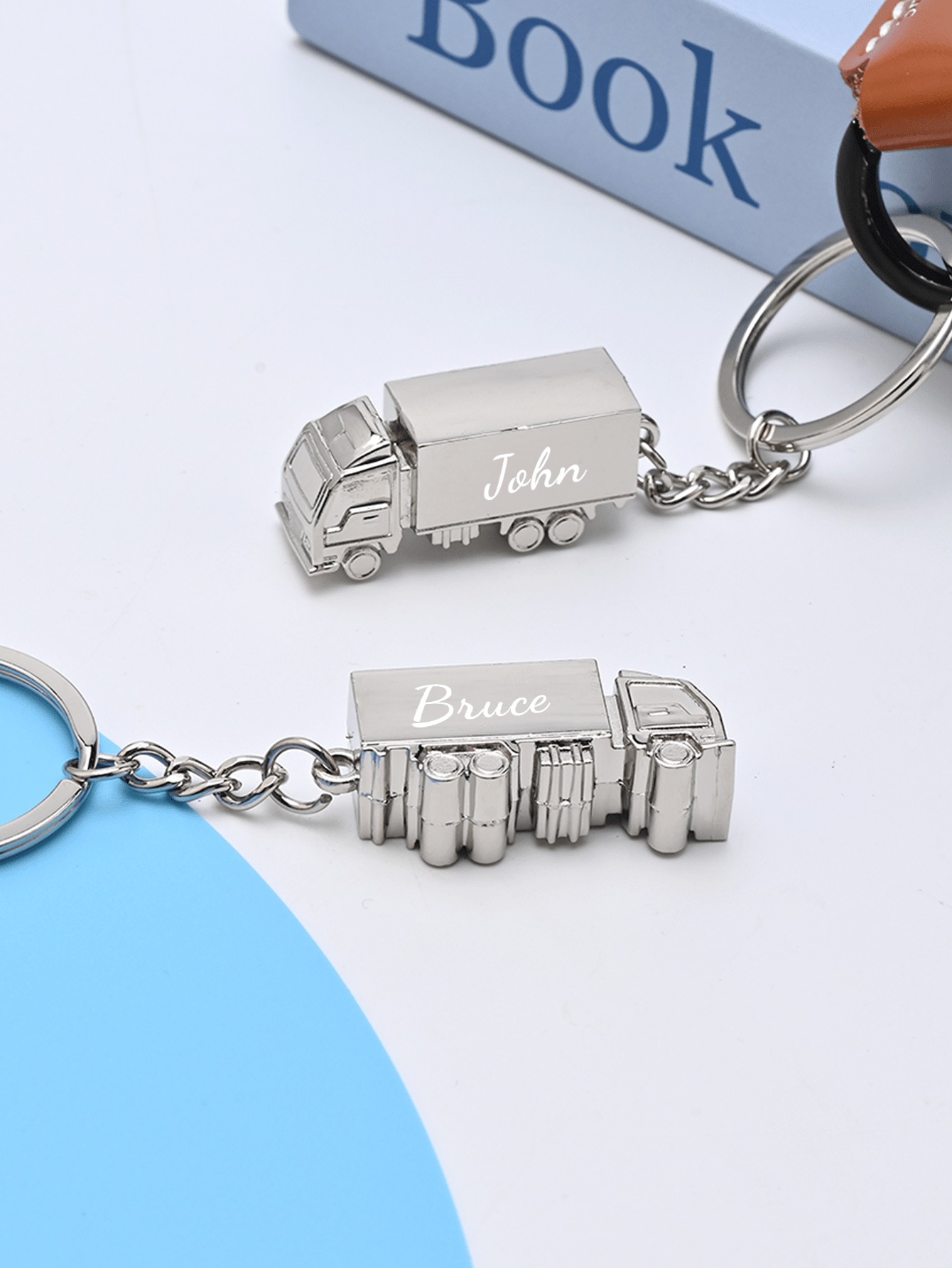 Custom Text Creative Truck Key Chain, Cartoon Metal Key Chain